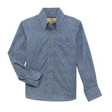 Wrangler Boy's Classic Long Sleeve  Paisley Shirt- Blue/Navy