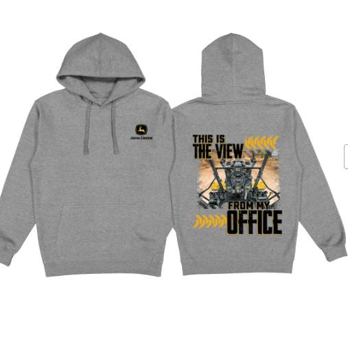 John Deere View From My Office Long Sleeve  Hoodie- Charcoal