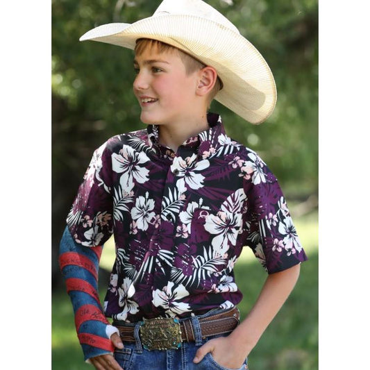 Cinch Boys Short Sleeve Print Arenaflex Western Shirt- Multi