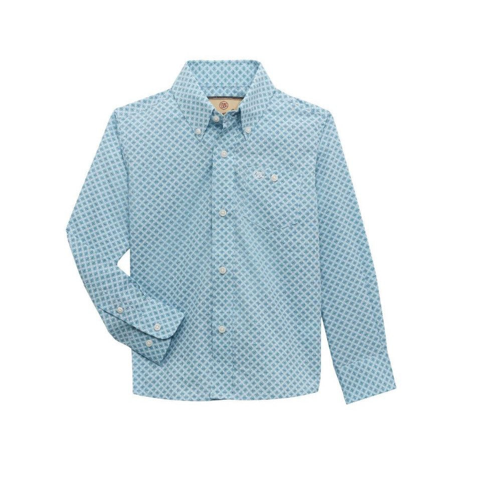 Wrangler Boy's Classic Long Sleeve Shirt- Turquoise