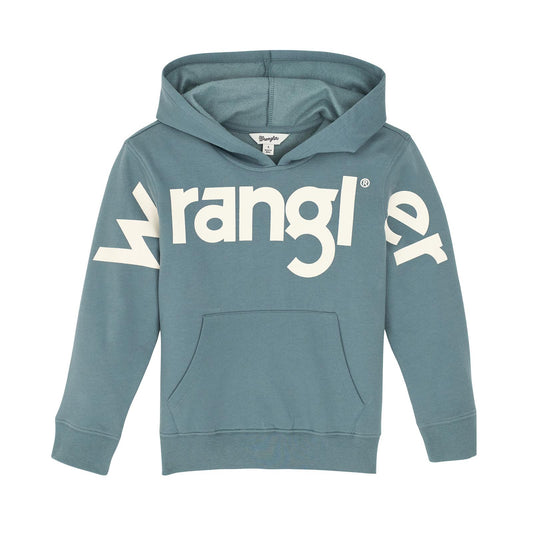 Wrangler Girl's Logo Long Sleeve Sweatshirt Hoodie - Blue