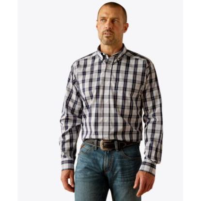 Ariat Men's Long Sleeve Wrinkle Free Ocean Classic Fit Shirt- Dark Blue