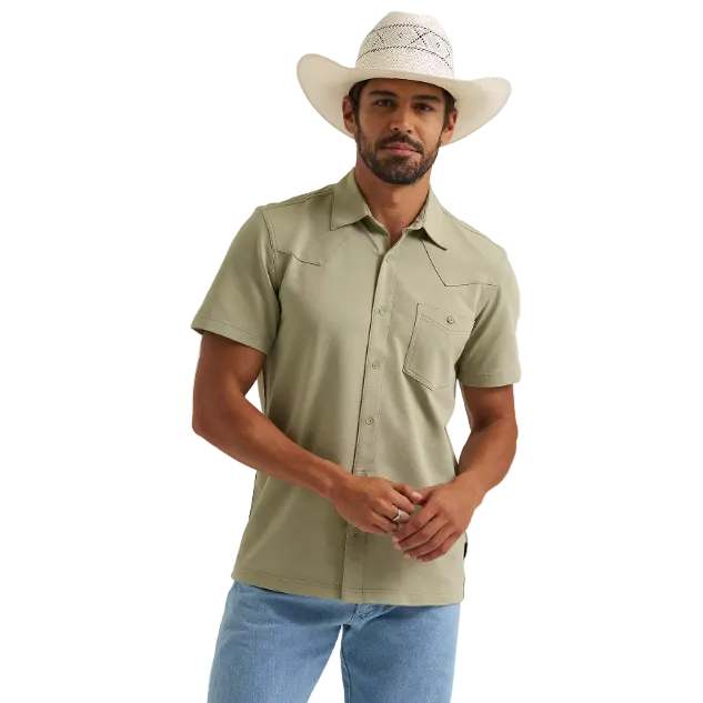Wrangler Men's All Terrain Gear Salida Short Sleeve  Performance Knit Shirt - Tea
