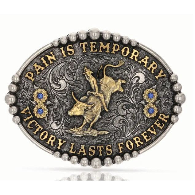 Montana Silversmiths Pain is Temporary Bull Riding Riding Buckle