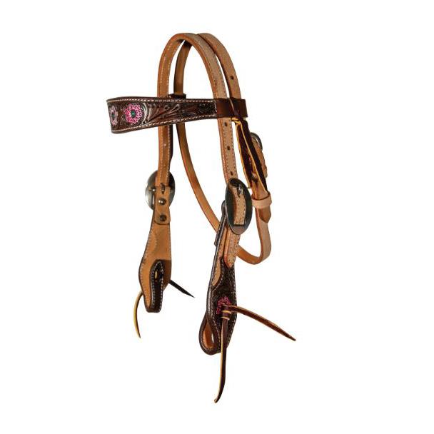 Professional's Choice Pink Flower Pony Browband Headstall