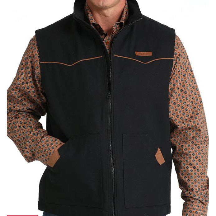 Cinch Men's Wax Coated Canvas Vest - Black