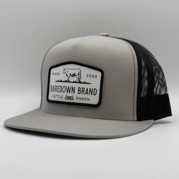 Baredown Brand Cattle King Flat Cap-Silver/Black