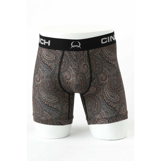 Cinch 6" Paisley Boxer Brief- Brown