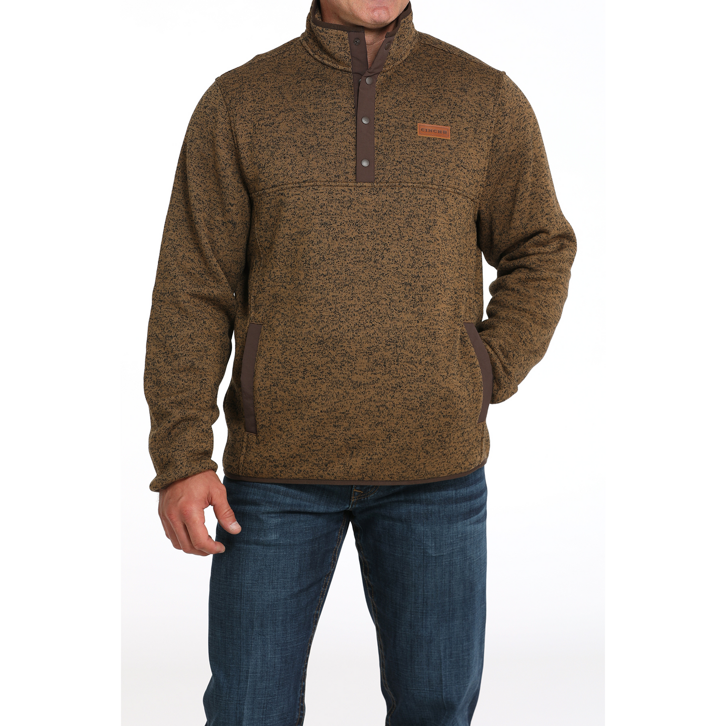 Cinch Men's Long Sleeve Pullover- Khaki