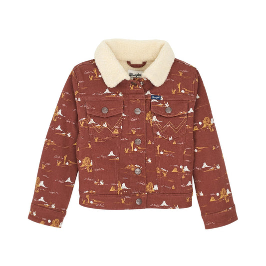 Wrangler Western Girl's Western Sherpa Jacket - Burgundy