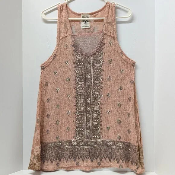 Vocal Apparel Crochet Lace Contrast Print Shirt- Assorted Colours