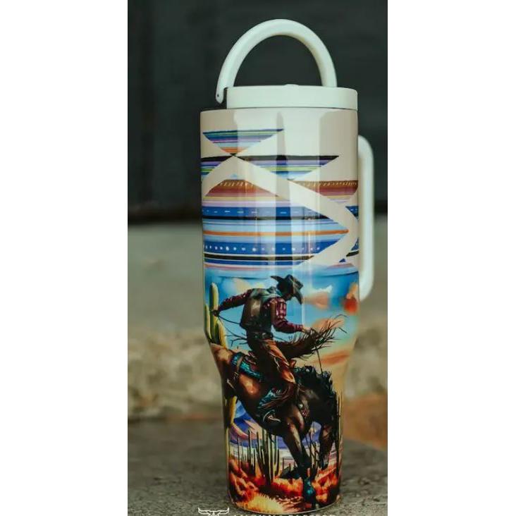 Tumblers with Handle  and Flip Straw- Western Horse Cowboy