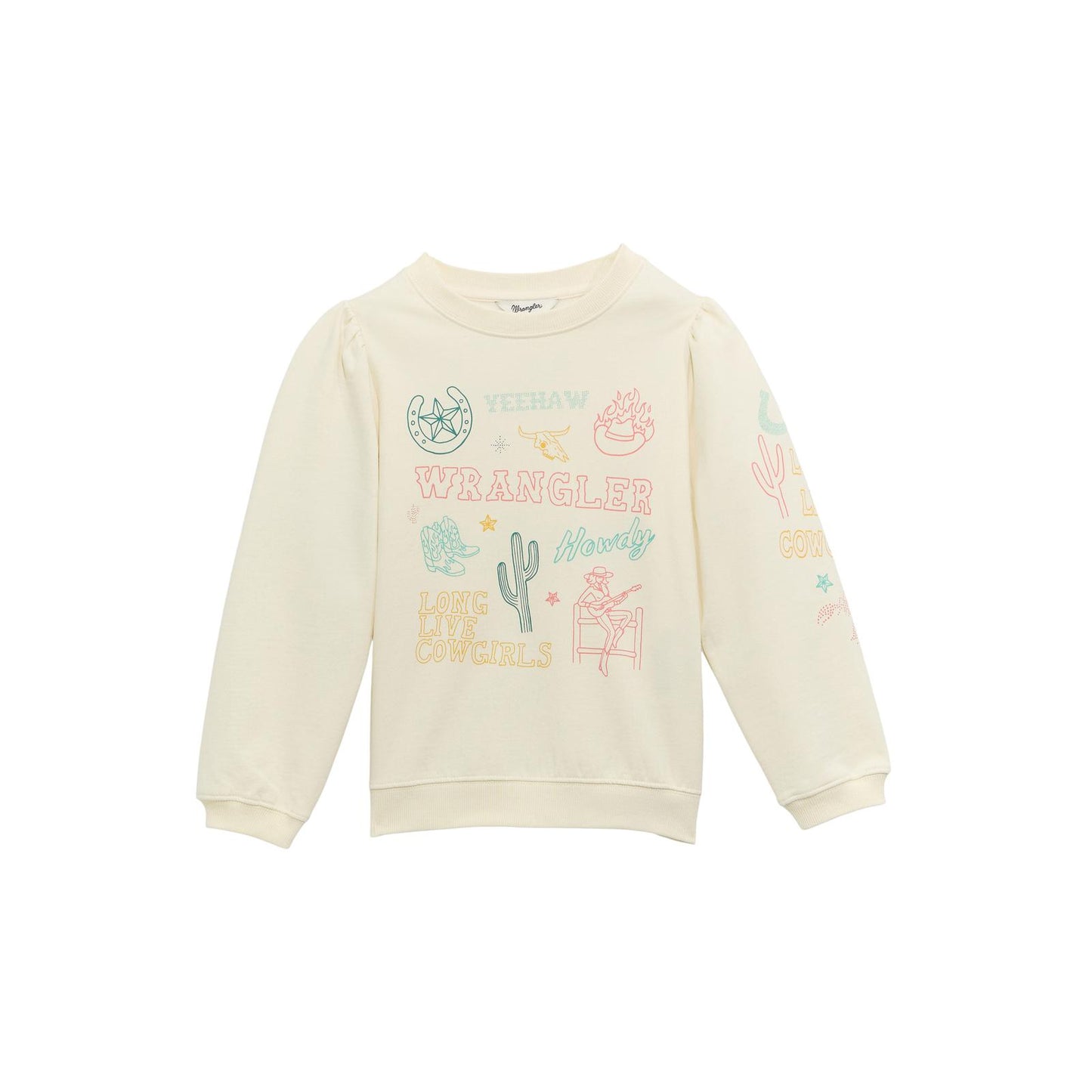 Wrangler Girl's Long Sleeve Sweatshirt- White - Irvine Tack & Western Wear
