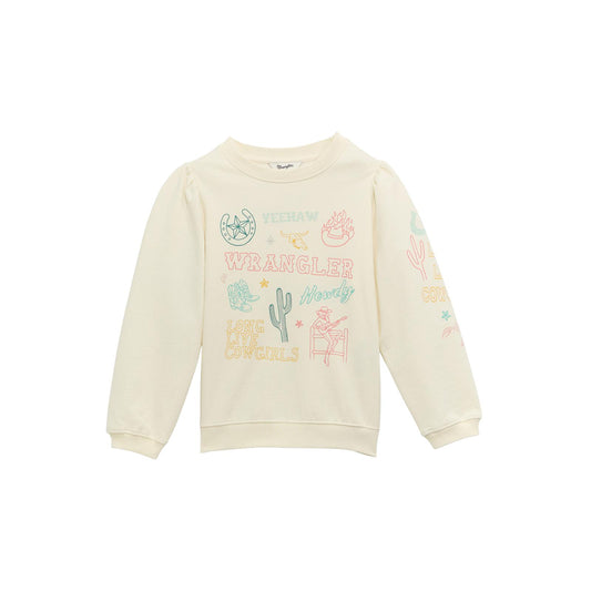 Wrangler Girl's Long Sleeve Sweatshirt- White