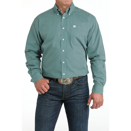 Cinch Men's Long Sleeve Print Shirt- Turquoise