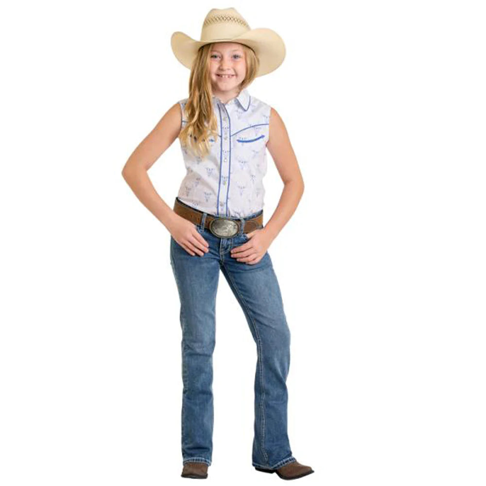 Rock & Roll Girl's Aztec Embroidered Bootcut Jeans-Medium Wash