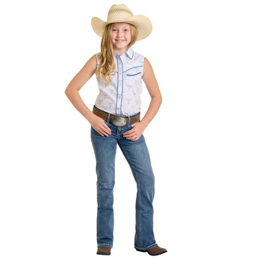 Rock & Roll Girl's Aztec Embroidered Bootcut Jeans-Medium Wash