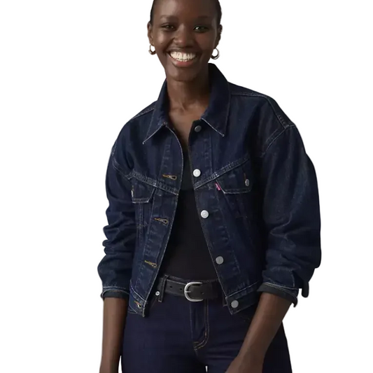 Levi Women's 90's Shrunken Trucker Jacket- Dark Wash