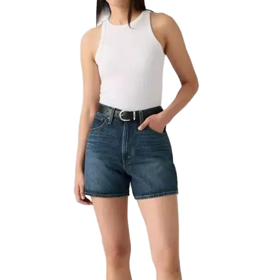 Levi Women's Cinch Mid Thigh Shorts - Dark Wash