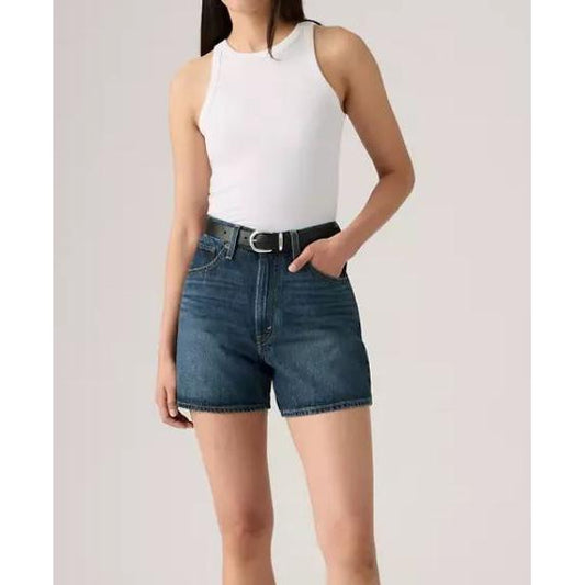 Levi Women's Cinch Mid Thigh Shorts- Dark Wash
