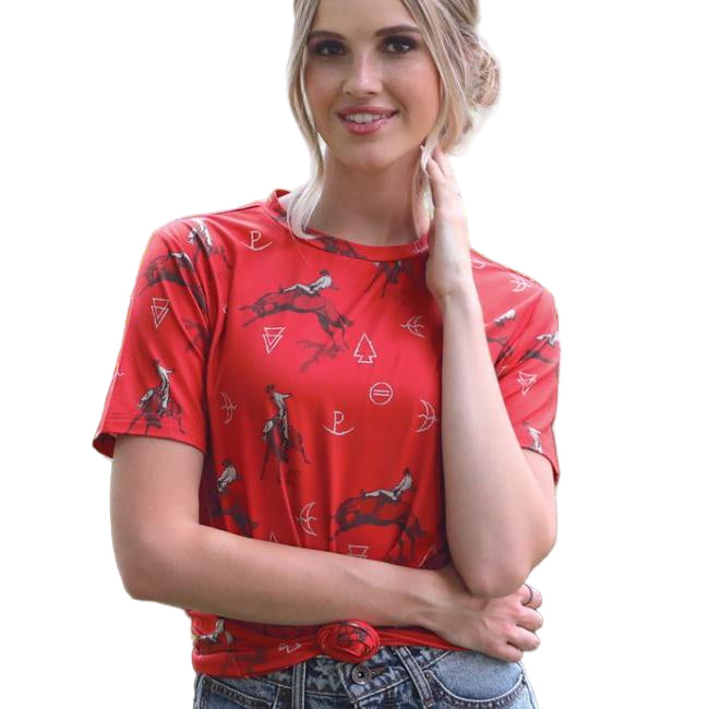 Cinch Women's Short Sleeve Print Tee Shirt - Red