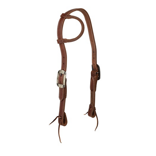 Weaver Contoured 1" Inlay Center Sliding Ear Headstall- Russet - Irvine Tack & Western Wear