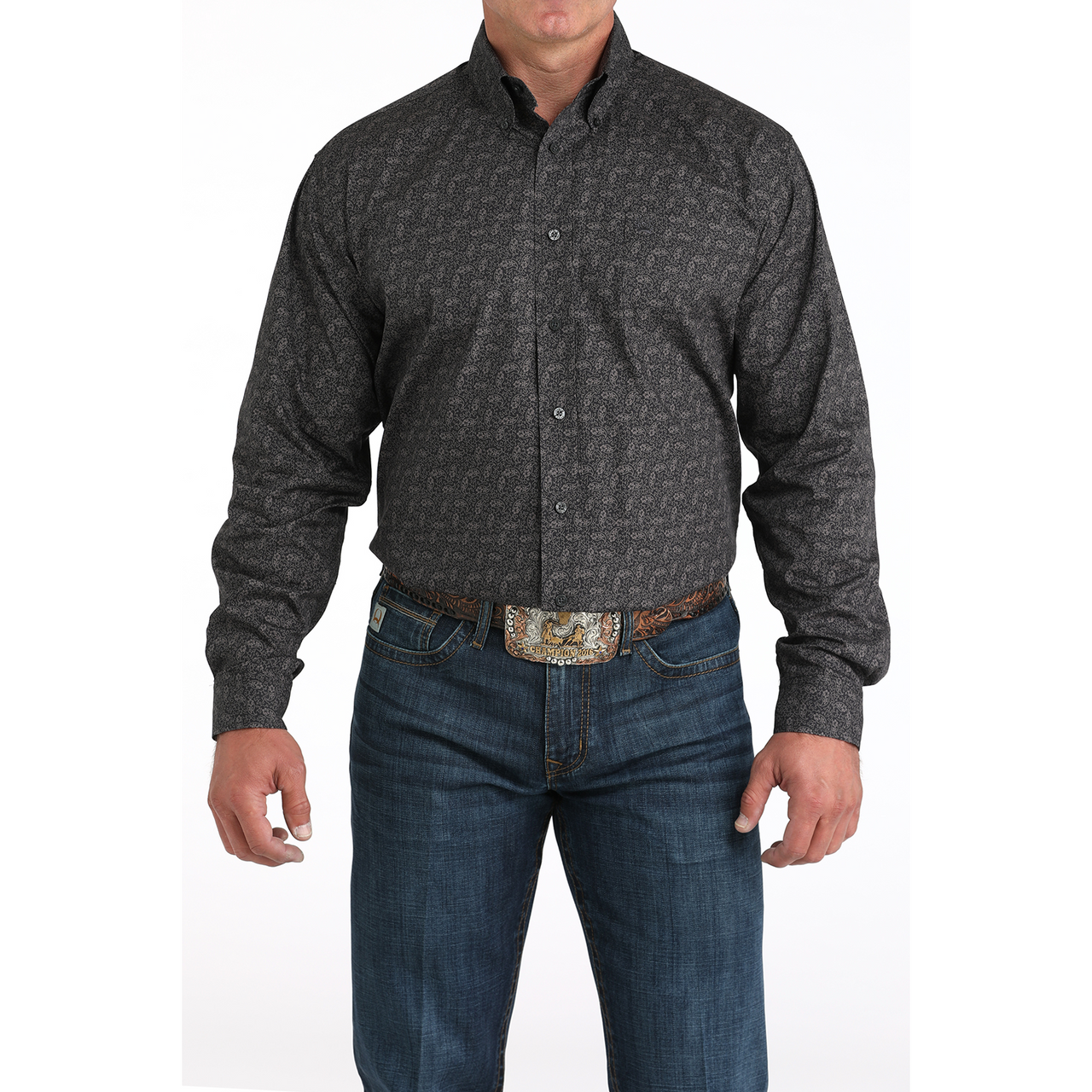 Cinch Men's Long Sleeve  Shirt- Charcoal