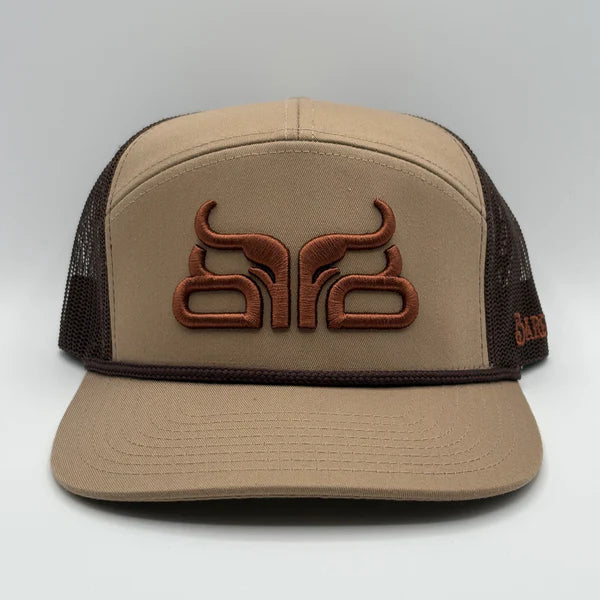 Baredown Brand Houston 7 Panel Flat Cap-Khaki/Brown