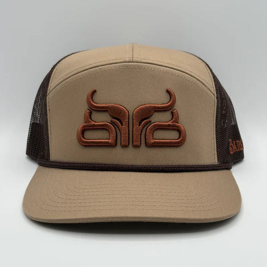Baredown Brand Houston 7 Panel Flat Cap-Khaki/Brown