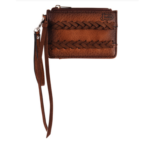 Justin Women's Mini Card Wallet with Braids- Tan
