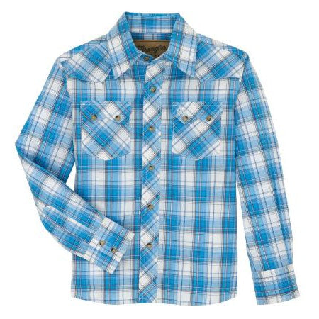 Wrangler Boy's Retro Long Sleeve Shirt- Blue - Irvine Tack & Western Wear
