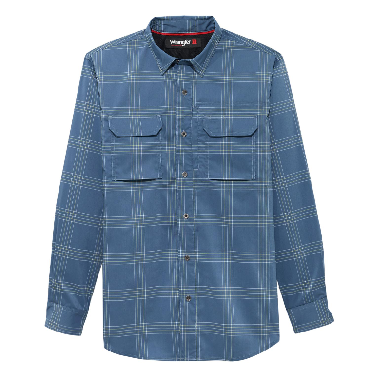 Wrangler Men's Riggs Technical All Season Work Shirt- Blue Plaid - Irvine Tack & Western Wear