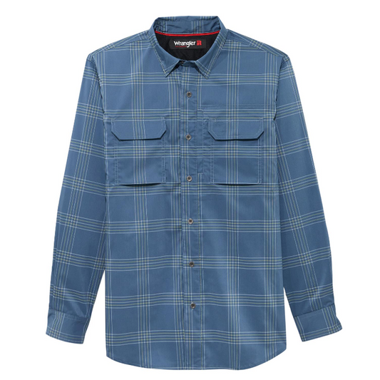 Wrangler Men's Riggs Technical All Season Work Shirt- Blue Plaid - Irvine Tack & Western Wear
