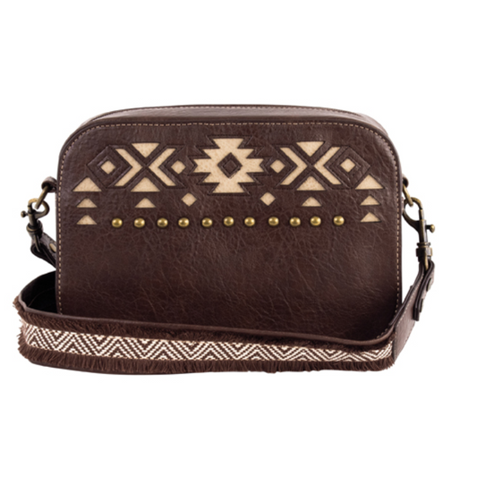 Justin Women's Camera Bag with Tan Aztec Inlay- Brown