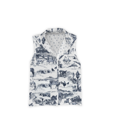 Ida Mae Women's Aledo Toile Navy Quilted Ruby Vest