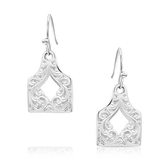 Montana Silversmiths Out West Cow Tag Earrings