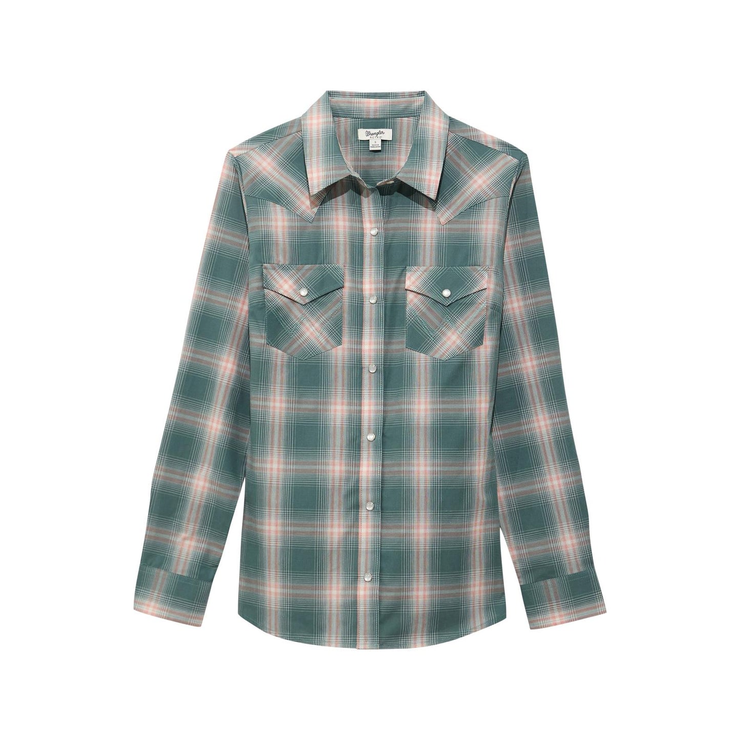 Wrangler Women's Long Sleeve Retro Essential Snap Shirt- Green