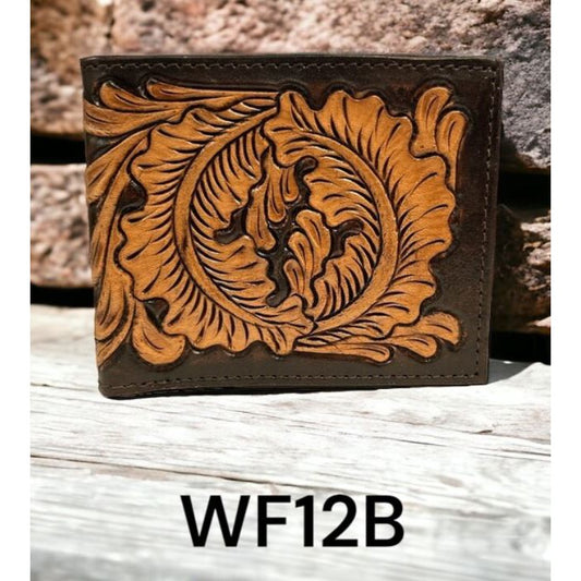 Ranger Twisted X Bifold Leather Leaf Tooling- Black/Tan