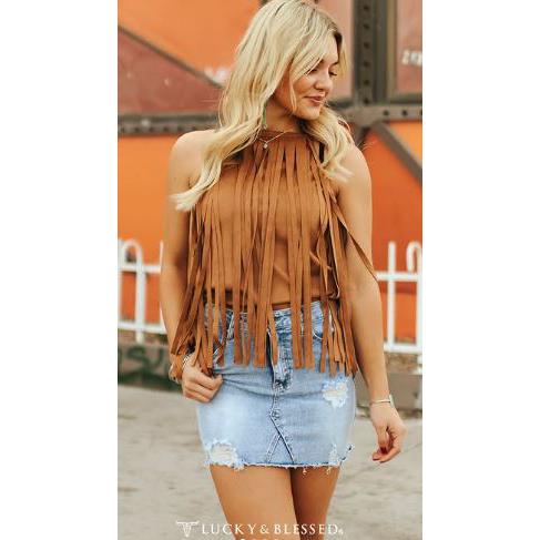 Lucky & Blessed Women's Distressed Denim Skirt