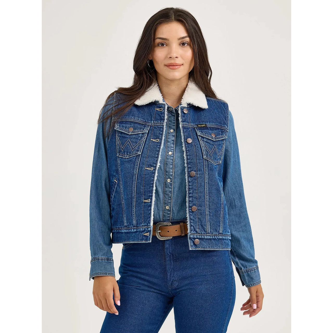 Wrangler Women's Sherpa Lined Denim Vest- Dark