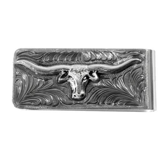3D Men's Longhorn Money Clip- Silver - Irvine Tack & Western Wear