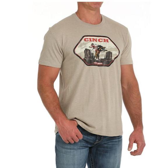 Cinch Men's Short Sleeve Buckin Horse Tee Shirt- Khaki