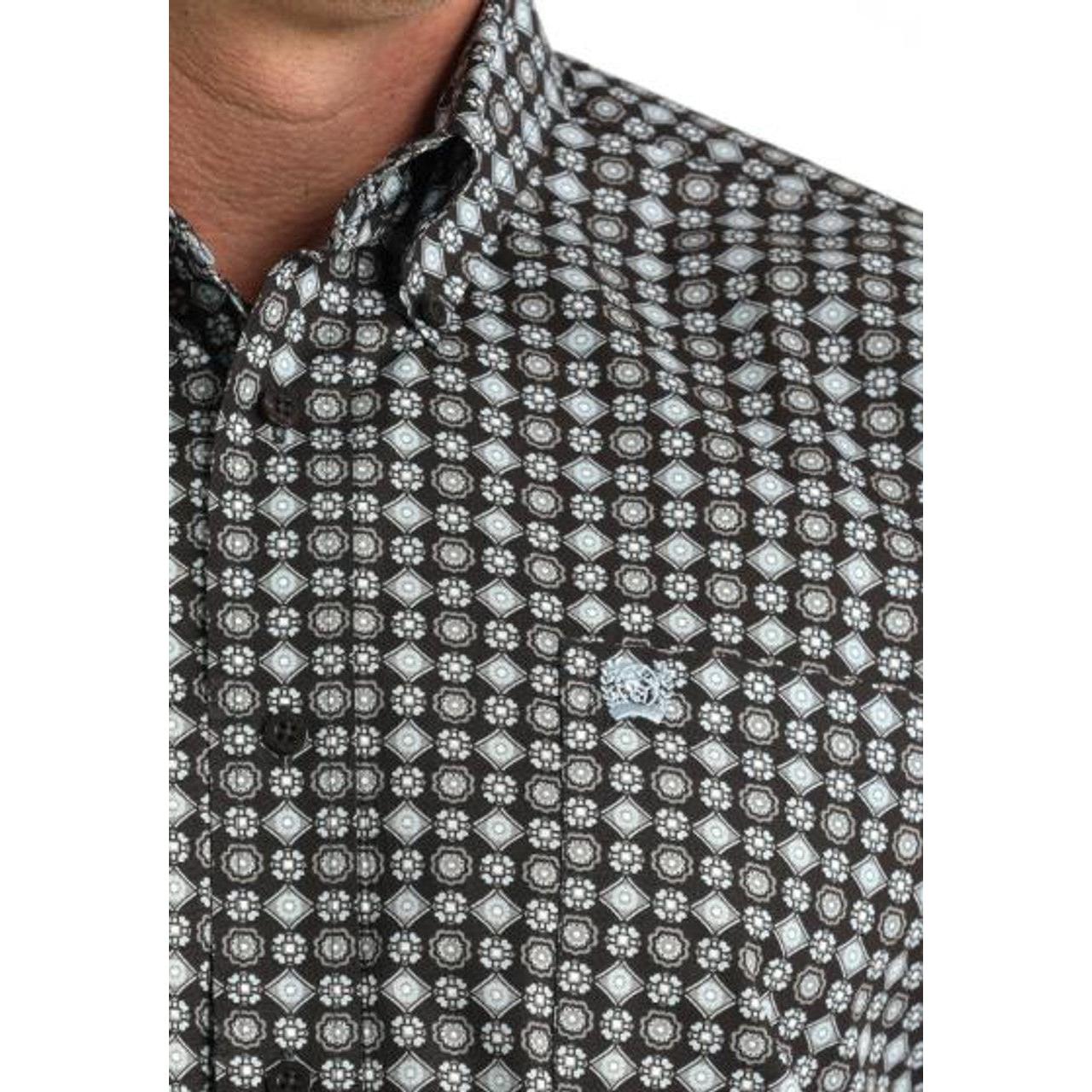 Cinch Men's Long Sleeve Print Shirt- Brown