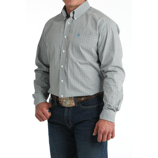 Cinch Mens Long Sleeve Western Print Shirt-White