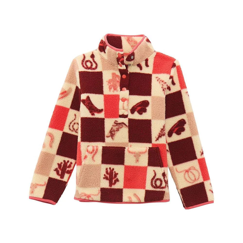 Wrangler Western Girl's Sherpa Pullover- Pink