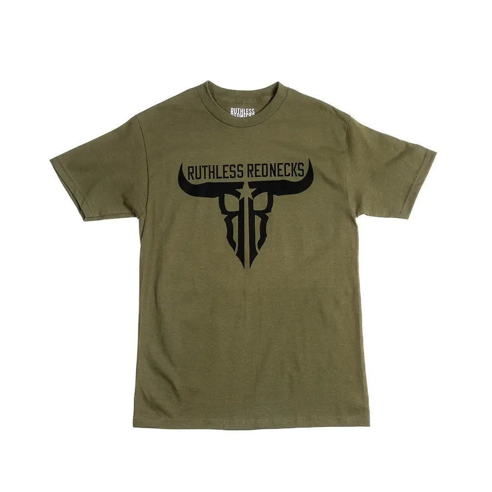 Ruthless Rednecks Raw Talent Sleeve Tee Shirt- Army Green