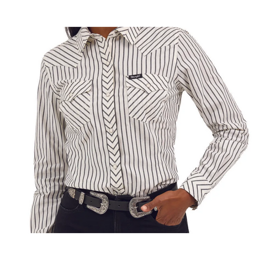 Wrangler Women's Retro Striped Shirt-White