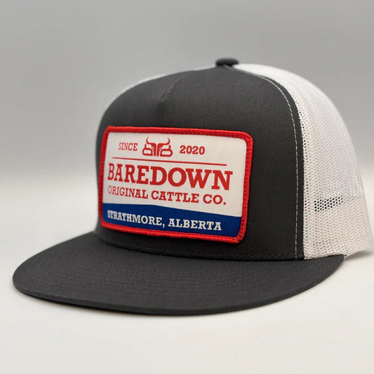 Baredown Brand Cattleman Flat Cap- Grey/White