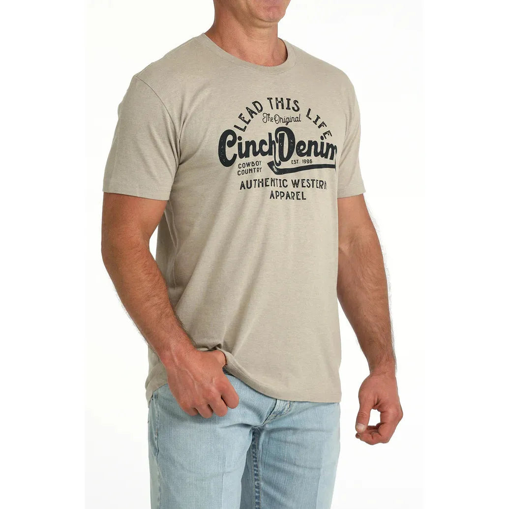 Cinch Men's Short Sleeve Graphic Tee Shirt- Khaki