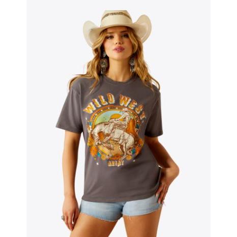 Ariat Women's Short Sleeve Retro Rodeo Tee Shirt- Thunderstorm